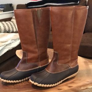 Calf high duck boots